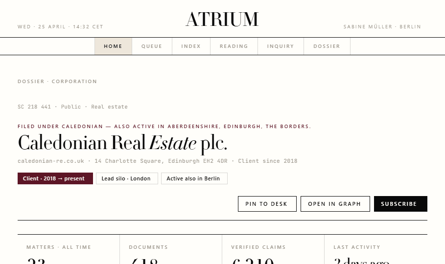 Atrium entity dossier